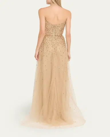 Monique Lhuillier Strapless Crystal Embellished Tulle Gown | Thumbnail 3 Monique Lhuillier Strapless Crystal Embellished Tulle Gown | Thumbnail 3