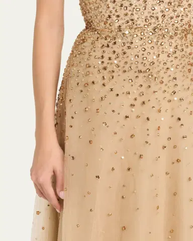 Monique Lhuillier Strapless Crystal Embellished Tulle Gown | Thumbnail 5 Monique Lhuillier Strapless Crystal Embellished Tulle Gown | Thumbnail 5
