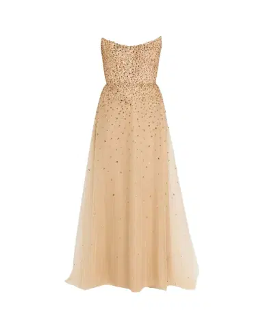 Monique Lhuillier Strapless Crystal Embellished Tulle Gown | Thumbnail 1 Monique Lhuillier Strapless Crystal Embellished Tulle Gown | Thumbnail 1