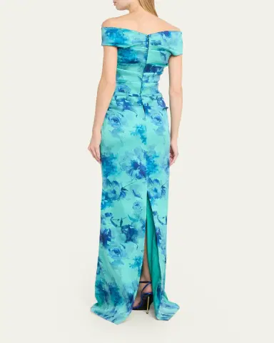 Rickie Freeman for Teri Jon Off-Shoulder Floral Gazar Column Gown | Thumbnail 3 Rickie Freeman for Teri Jon Off-Shoulder Floral Gazar Column Gown | Thumbnail 3