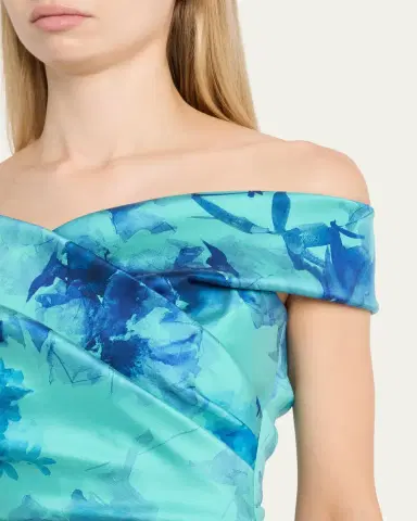 Rickie Freeman for Teri Jon Off-Shoulder Floral Gazar Column Gown | Thumbnail 5 Rickie Freeman for Teri Jon Off-Shoulder Floral Gazar Column Gown | Thumbnail 5