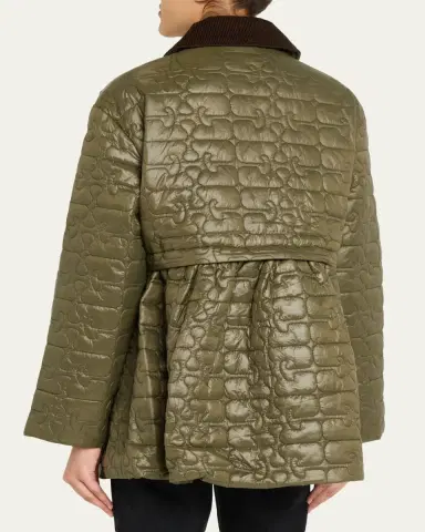 Ganni Quilted Logo Midi Coat | Thumbnail 3 Ganni Quilted Logo Midi Coat | Thumbnail 3
