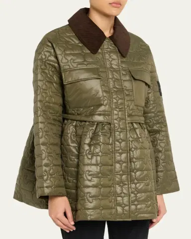 Ganni Quilted Logo Midi Coat | Thumbnail 4 Ganni Quilted Logo Midi Coat | Thumbnail 4