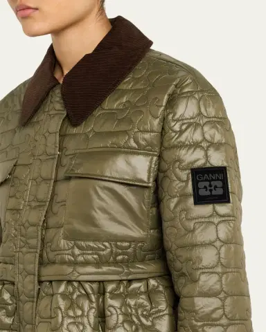 Ganni Quilted Logo Midi Coat | Thumbnail 5 Ganni Quilted Logo Midi Coat | Thumbnail 5