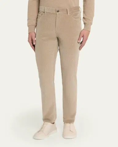 Zegna Men's Dark Gray Corduroy Straight-Leg Jeans | Thumbnail 4 Zegna Men's Dark Gray Corduroy Straight-Leg Jeans | Thumbnail 4