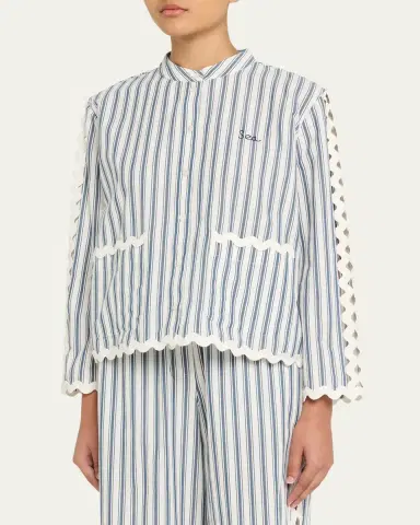 Sea Richa tripe Long-Sleeve Cotton Top | Thumbnail 4 Sea Richa tripe Long-Sleeve Cotton Top | Thumbnail 4