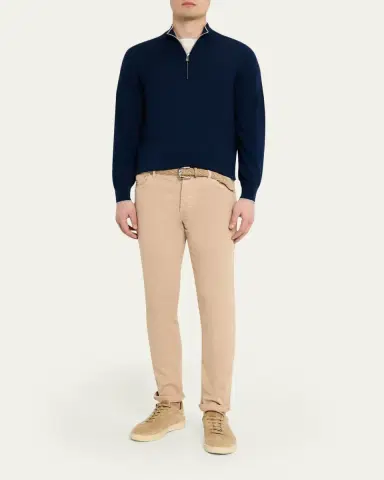 Brunello Cucinelli Men's Cotton Knit Quarter-Zip Sweater | Thumbnail 2 Brunello Cucinelli Men's Cotton Knit Quarter-Zip Sweater | Thumbnail 2