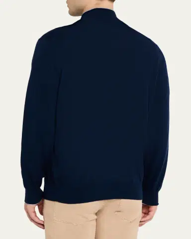 Brunello Cucinelli Men's Cotton Knit Quarter-Zip Sweater | Thumbnail 3 Brunello Cucinelli Men's Cotton Knit Quarter-Zip Sweater | Thumbnail 3