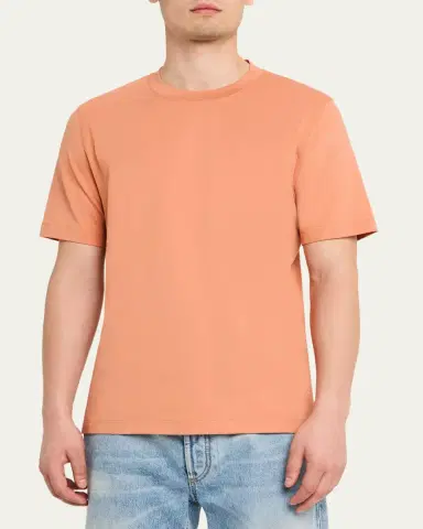 Brunello Cucinelli Men's Solid Cotton Crewneck T-Shirt | Thumbnail 4 Brunello Cucinelli Men's Solid Cotton Crewneck T-Shirt | Thumbnail 4