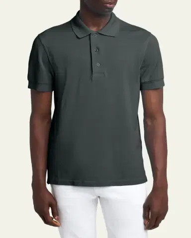 Tom Ford Men's Lyocell Pique Polo Shirt | Thumbnail 4 Tom Ford Men's Lyocell Pique Polo Shirt | Thumbnail 4
