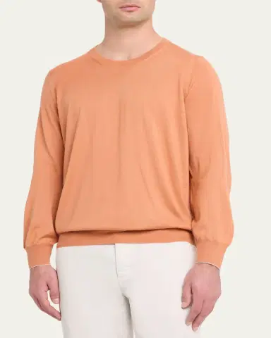 Brunello Cucinelli Men's Cashmere Knit Crewneck Sweater | Thumbnail 4 Brunello Cucinelli Men's Cashmere Knit Crewneck Sweater | Thumbnail 4