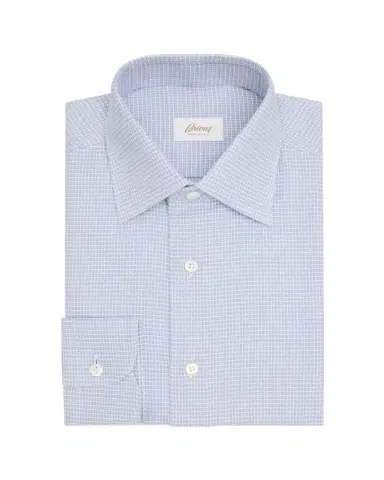 Brioni Men's Cotton Textured-Check Point Collar Dress Shirt | Thumbnail 1 Brioni Men's Cotton Textured-Check Point Collar Dress Shirt | Thumbnail 1