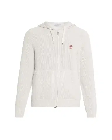 Brunello Cucinelli en's Cotton Rib Hooded Cardigan Sweatshirt | Thumbnail 1 Brunello Cucinelli en's Cotton Rib Hooded Cardigan Sweatshirt | Thumbnail 1
