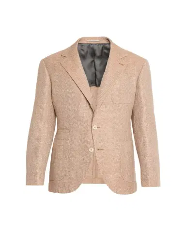 Brunello Cucinelli Men's Wool, Silk and Linen Herringbone Suit Jacket | Thumbnail 1 Brunello Cucinelli Men's Wool, Silk and Linen Herringbone Suit Jacket | Thumbnail 1