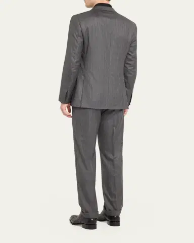 Brioni Men's Tonal Herringbone Wool-Silk Two-Piece Suit | Thumbnail 3 Brioni Men's Tonal Herringbone Wool-Silk Two-Piece Suit | Thumbnail 3