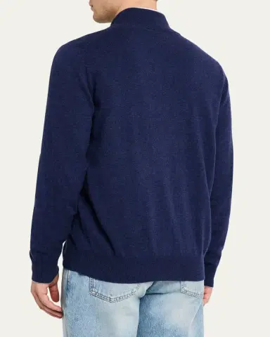 Brunello Cucinelli Men's Cotton and Cashmere Full-Zip Sweater | Thumbnail 3 Brunello Cucinelli Men's Cotton and Cashmere Full-Zip Sweater | Thumbnail 3