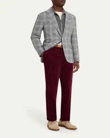 Brunello Cucinelli Men's Wool, Silk and Linen Plaid Single-Breasted Suit Jacket | Thumbnail 2 Brunello Cucinelli Men's Wool, Silk and Linen Plaid Single-Breasted Suit Jacket | Thumbnail 2