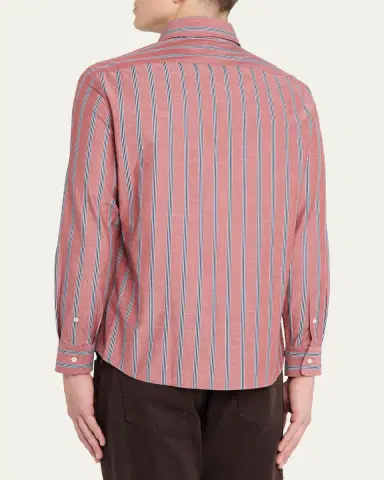 Brunello Cucinelli en's Cotton ulti-Stripe Button-Down Shirt | Thumbnail 3 Brunello Cucinelli en's Cotton ulti-Stripe Button-Down Shirt | Thumbnail 3