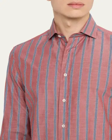 Brunello Cucinelli en's Cotton ulti-Stripe Button-Down Shirt | Thumbnail 5 Brunello Cucinelli en's Cotton ulti-Stripe Button-Down Shirt | Thumbnail 5