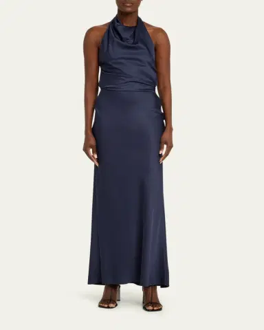 SIMKHAI Reannon Draped Satin Gown | Thumbnail 2 SIMKHAI Reannon Draped Satin Gown | Thumbnail 2