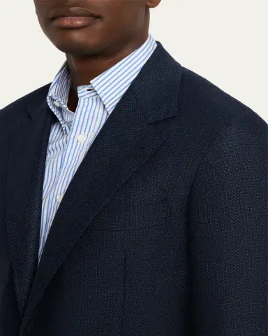 Brunello Cucinelli Men's Linen and Wool Single-Breasted Jacket | Thumbnail 5 Brunello Cucinelli Men's Linen and Wool Single-Breasted Jacket | Thumbnail 5