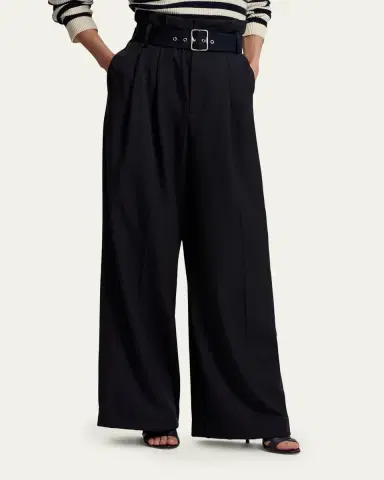 Ralph Lauren Collection Pleated Grain De Poudre Wide-Leg Belted Pants | Thumbnail 4 Ralph Lauren Collection Pleated Grain De Poudre Wide-Leg Belted Pants | Thumbnail 4