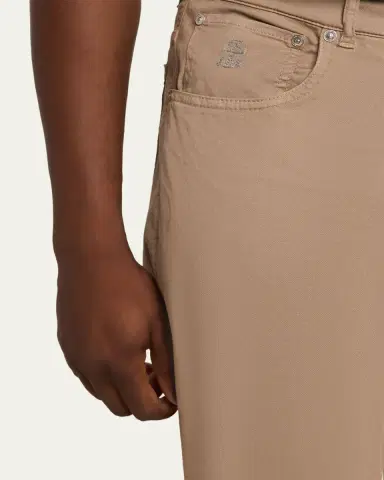 Brunello Cucinelli Men's Dyed Cotton Straight-Fit Five-Pocket Pants | Thumbnail 5 Brunello Cucinelli Men's Dyed Cotton Straight-Fit Five-Pocket Pants | Thumbnail 5