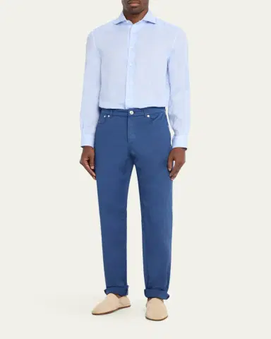 Brunello Cucinelli Men's Dyed Cotton Straight-Fit Five-Pocket Pants | Thumbnail 6 Brunello Cucinelli Men's Dyed Cotton Straight-Fit Five-Pocket Pants | Thumbnail 6