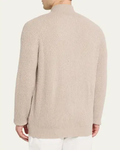 Brunello Cucinelli Men's Cotton Rib Full-Zip Cardigan | Thumbnail 3 Brunello Cucinelli Men's Cotton Rib Full-Zip Cardigan | Thumbnail 3