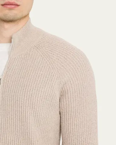 Brunello Cucinelli Men's Cotton Rib Full-Zip Cardigan | Thumbnail 5 Brunello Cucinelli Men's Cotton Rib Full-Zip Cardigan | Thumbnail 5