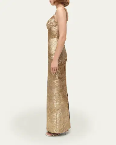 SIMKHAI Viella Sleeveless Metallic Jacquard Column Gown | Thumbnail 4 SIMKHAI Viella Sleeveless Metallic Jacquard Column Gown | Thumbnail 4