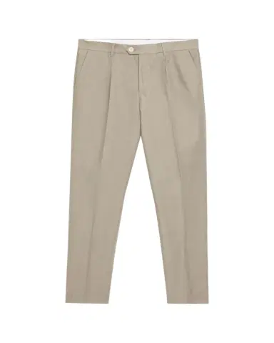 Brunello Cucinelli Men's Cotton and Linen Leisure-Fit Pleated Trousers | Thumbnail 1 Brunello Cucinelli Men's Cotton and Linen Leisure-Fit Pleated Trousers | Thumbnail 1