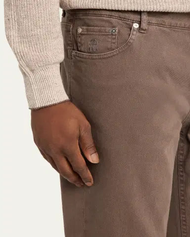 Brunello Cucinelli Men's Garment-Dyed Cotton Five-Pocket Pants | Thumbnail 5 Brunello Cucinelli Men's Garment-Dyed Cotton Five-Pocket Pants | Thumbnail 5