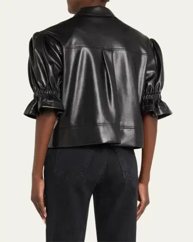 Cinq à Sept Holly Cropped Vegan Leather Jacket | Thumbnail 3 Cinq à Sept Holly Cropped Vegan Leather Jacket | Thumbnail 3