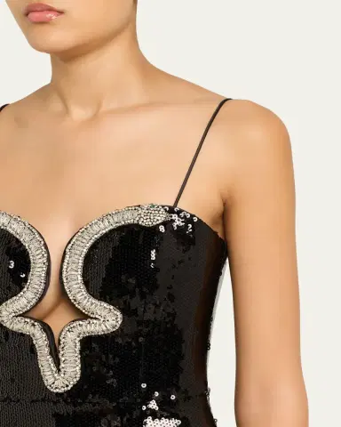 Rebecca Vallance Lyra Plunging Diamante Snake-Trim Sequin Gown | Thumbnail 5 Rebecca Vallance Lyra Plunging Diamante Snake-Trim Sequin Gown | Thumbnail 5