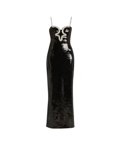 Rebecca Vallance Lyra Plunging Diamante Snake-Trim Sequin Gown | Thumbnail 1 Rebecca Vallance Lyra Plunging Diamante Snake-Trim Sequin Gown | Thumbnail 1