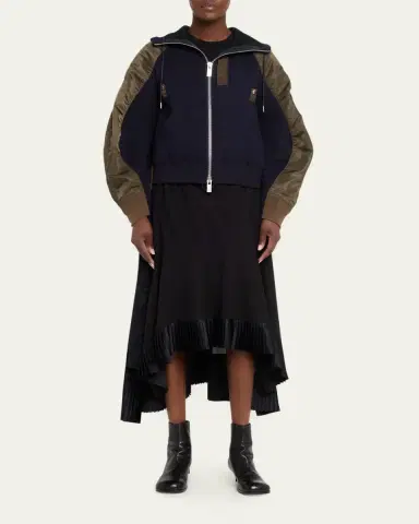 SACAI Mixed-Media Zip Hooded Jacket | Thumbnail 2 SACAI Mixed-Media Zip Hooded Jacket | Thumbnail 2