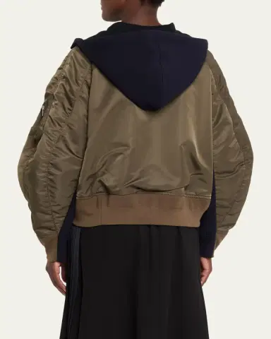 SACAI Mixed-Media Zip Hooded Jacket | Thumbnail 3 SACAI Mixed-Media Zip Hooded Jacket | Thumbnail 3