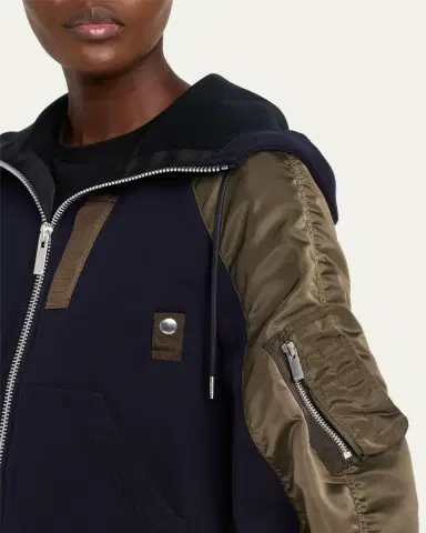 SACAI Mixed-Media Zip Hooded Jacket | Thumbnail 5 SACAI Mixed-Media Zip Hooded Jacket | Thumbnail 5