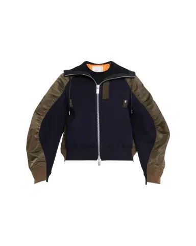 SACAI Mixed-Media Zip Hooded Jacket | Thumbnail 1 SACAI Mixed-Media Zip Hooded Jacket | Thumbnail 1