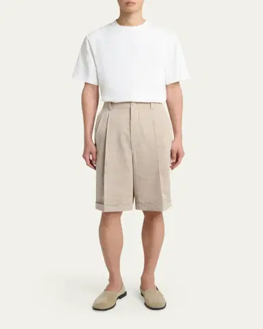 Jacquemus Men's Herringbone Linen-Blend Pleated Shorts | Thumbnail 2 Jacquemus Men's Herringbone Linen-Blend Pleated Shorts | Thumbnail 2