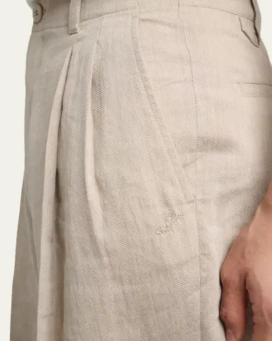 Jacquemus Men's Herringbone Linen-Blend Pleated Shorts | Thumbnail 5 Jacquemus Men's Herringbone Linen-Blend Pleated Shorts | Thumbnail 5