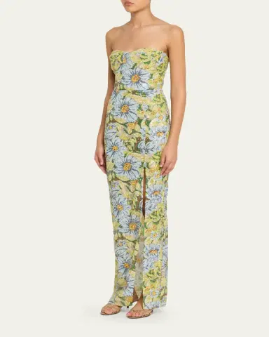 Bronx and Banco Veronica Strapless Floral Sequin Column Gown | Thumbnail 4 Bronx and Banco Veronica Strapless Floral Sequin Column Gown | Thumbnail 4