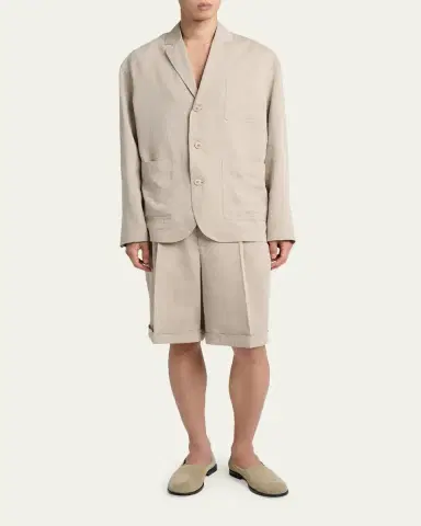 Jacquemus Men's Herringbone Linen-Blend Blazer | Thumbnail 2 Jacquemus Men's Herringbone Linen-Blend Blazer | Thumbnail 2