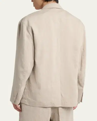 Jacquemus Men's Herringbone Linen-Blend Blazer | Thumbnail 3 Jacquemus Men's Herringbone Linen-Blend Blazer | Thumbnail 3