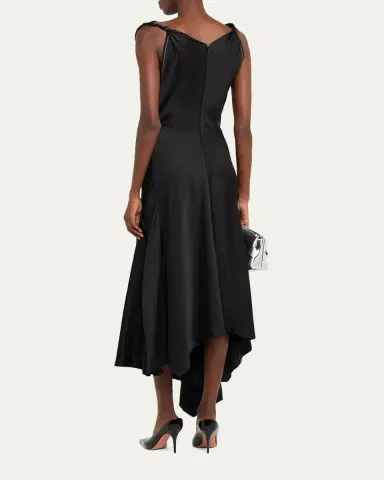 Victoria Beckham Asymmetric Draped Sleeveless Satin Midi Dress | Thumbnail 3 Victoria Beckham Asymmetric Draped Sleeveless Satin Midi Dress | Thumbnail 3