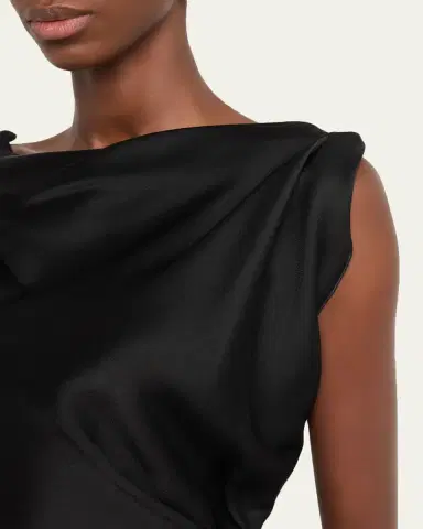 Victoria Beckham Asymmetric Draped Sleeveless Satin Midi Dress | Thumbnail 5 Victoria Beckham Asymmetric Draped Sleeveless Satin Midi Dress | Thumbnail 5