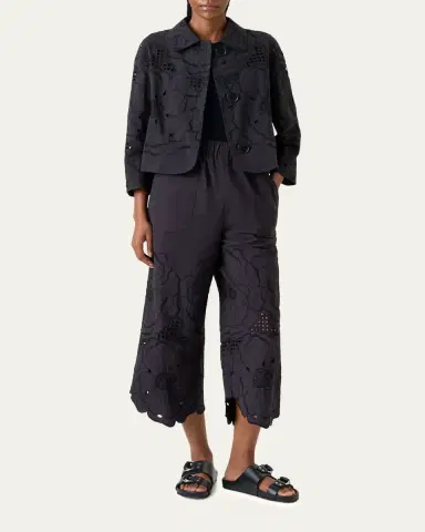 Akris punto Flower Eyelet Jacket in Cotton Poplin | Thumbnail 2 Akris punto Flower Eyelet Jacket in Cotton Poplin | Thumbnail 2