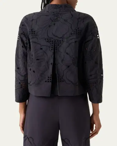 Akris punto Flower Eyelet Jacket in Cotton Poplin | Thumbnail 3 Akris punto Flower Eyelet Jacket in Cotton Poplin | Thumbnail 3