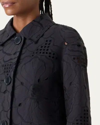 Akris punto Flower Eyelet Jacket in Cotton Poplin | Thumbnail 5 Akris punto Flower Eyelet Jacket in Cotton Poplin | Thumbnail 5